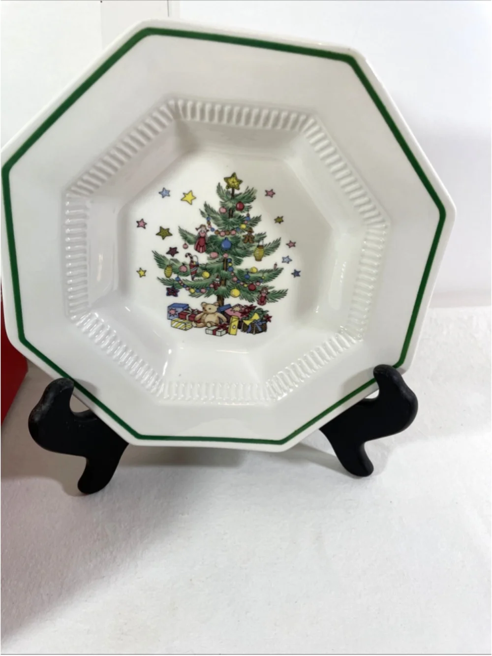 Nikko Japan Christmastime Octagonal Rim Soup Plates Set of 4 Bowls in Box